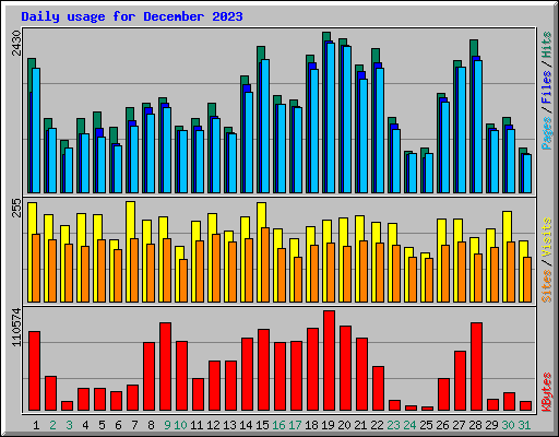 Daily usage for December 2023