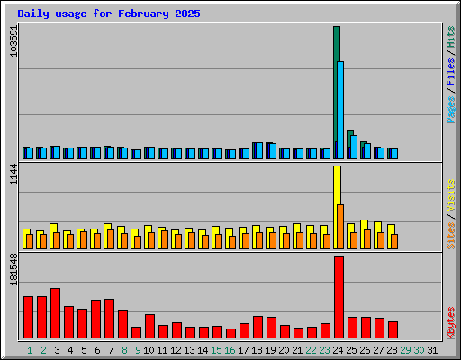 Daily usage for February 2025