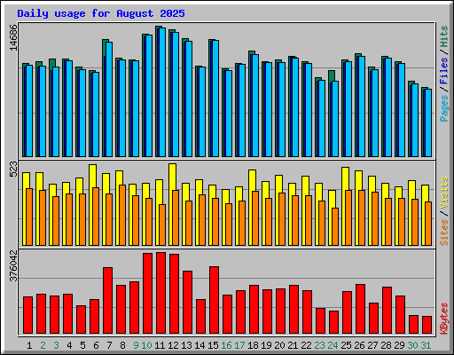 Daily usage for August 2025