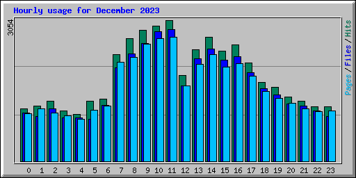 Hourly usage for December 2023